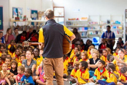 Ed performing for the Yipirinya students.